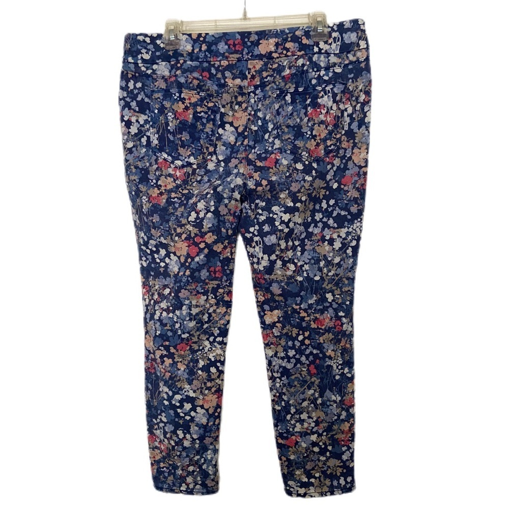 Chico's Navy Blue Floral Print Jeggings Stretch Pull On Pants 12P - Picture 11 of 11